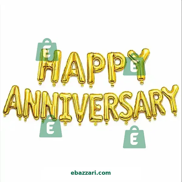Happy Anniversary Gold Foil Balloons