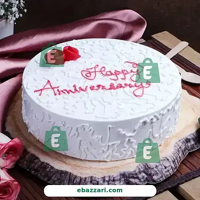 Happy Anniversary Rose Vanilla Cake