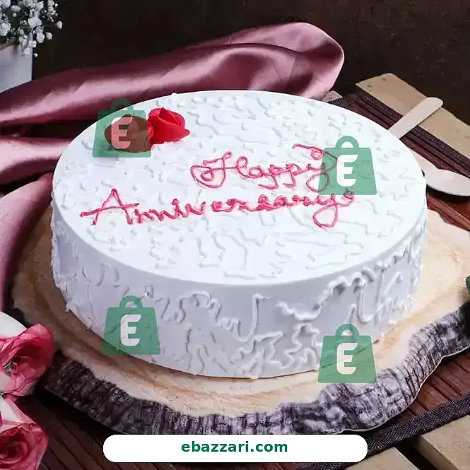 Happy Anniversary Rose Vanilla Cake