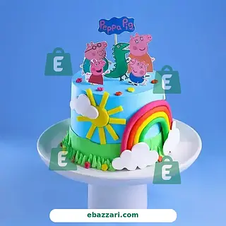 Playful Peppa And Family Theme Cake
