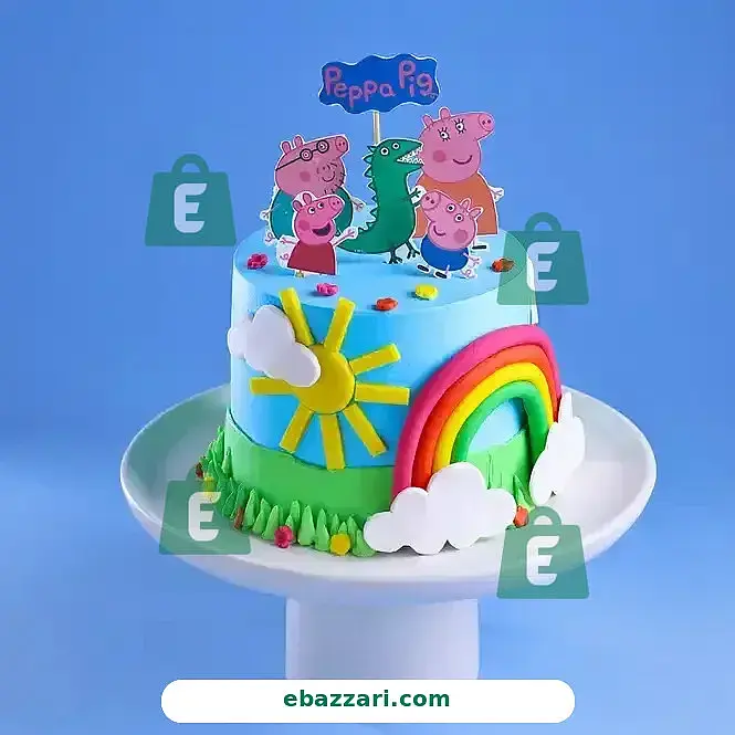 Playful Peppa And Family Theme Cake