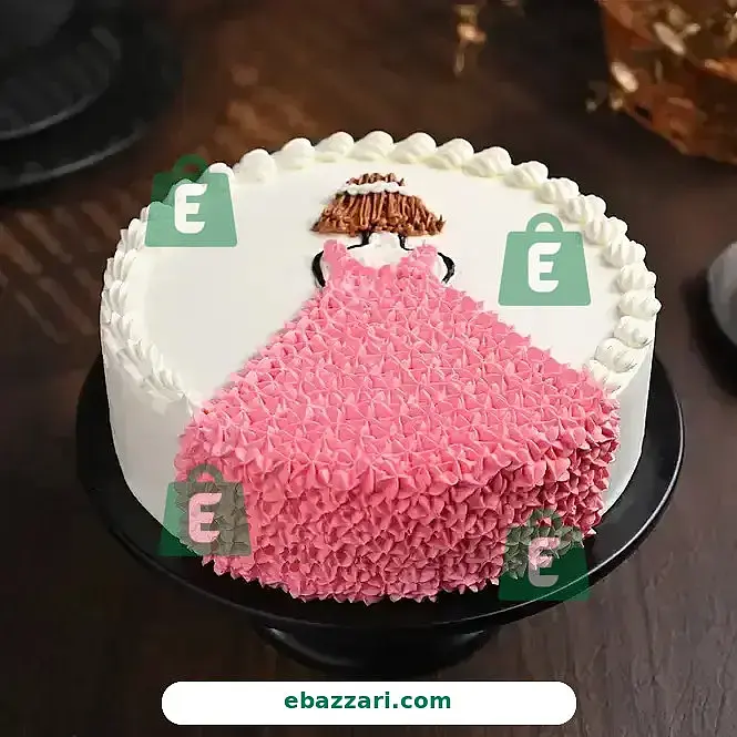 Princess In Pink Gown Theme Cake