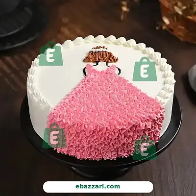 Princess In Pink Gown Theme Cake