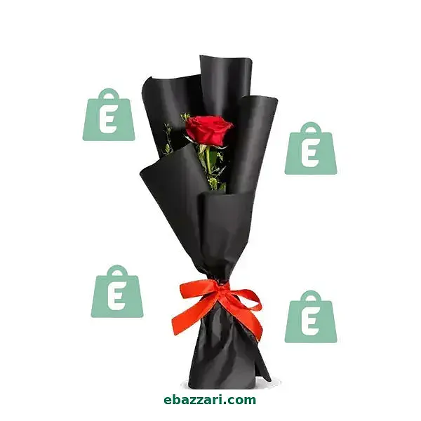 Red Rose Bouquet with Black Wrapping
