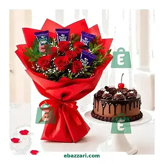 Red Roses Chocolate Cake Bouquet