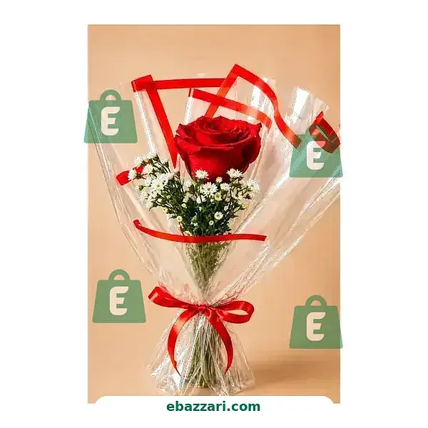 Red Rose with Baby Breath Bouquet