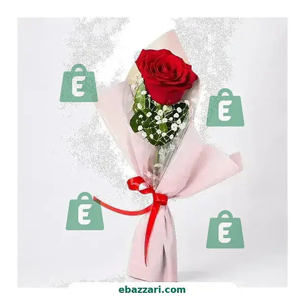 Single Red Rose Flower Bouquet