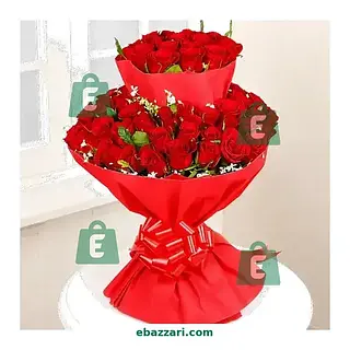 Two Layer Red Rose Bouquet